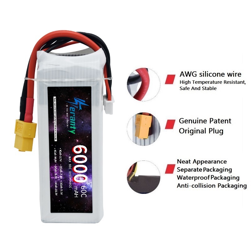 แบตเตอรี่ Lipo 14.8V 6000mAh 4 - 4S Lipo Battery 14.8V 6000Mah บทวิจารณ์และราคา