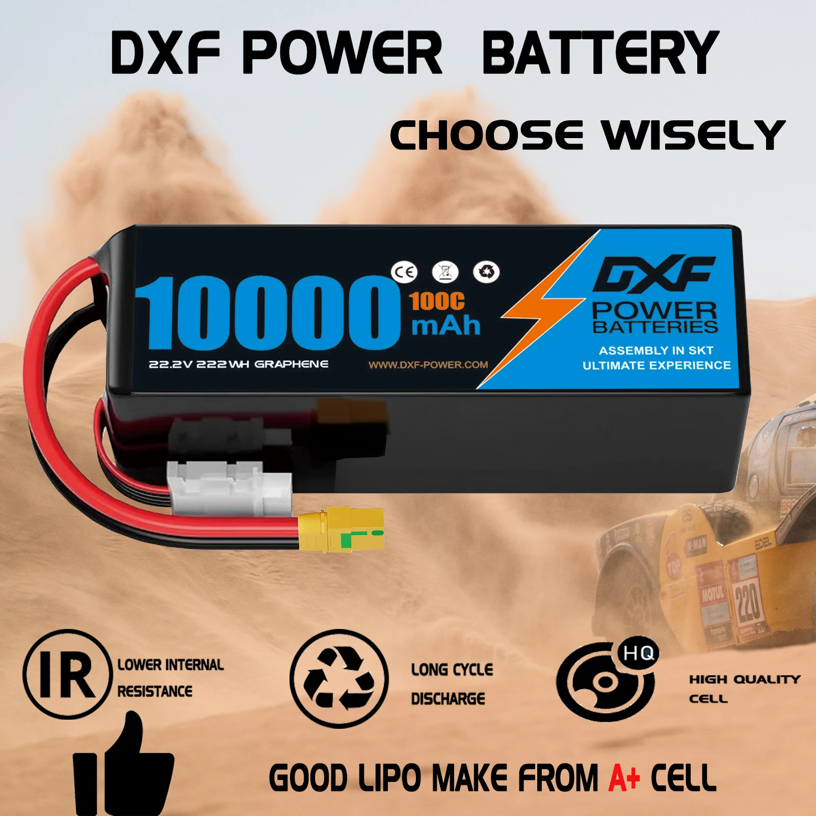แบตเตอรี่ลิโพ DXF 6S 10000mAh  - 6S Lipo Battery 22.2V 5000Mah บทวิจารณ์และราคา